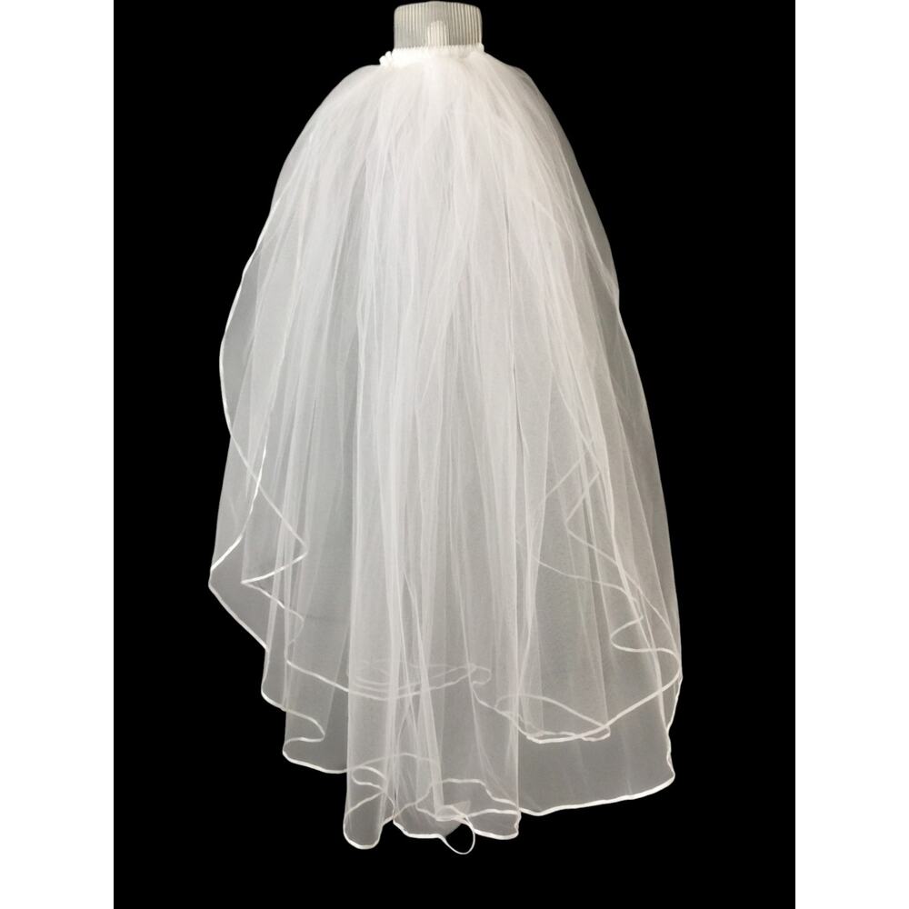 White Fingertip Wedding Veil 2 Layer Tulle Bridal Veil 33" 28" Classic Bridal